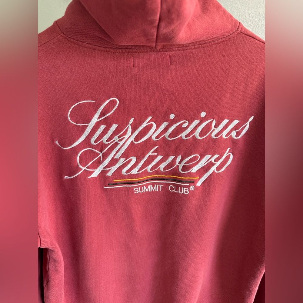 Suspicious Antwerp Summit Club Red Hoodie Sweater Embroidered Logo Streetwear, M — image 4 of 8